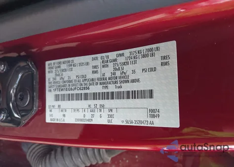 2018 Ford F-150 Platinum из США, поврежденный, VIN 1FTEW1EG9JFC62856